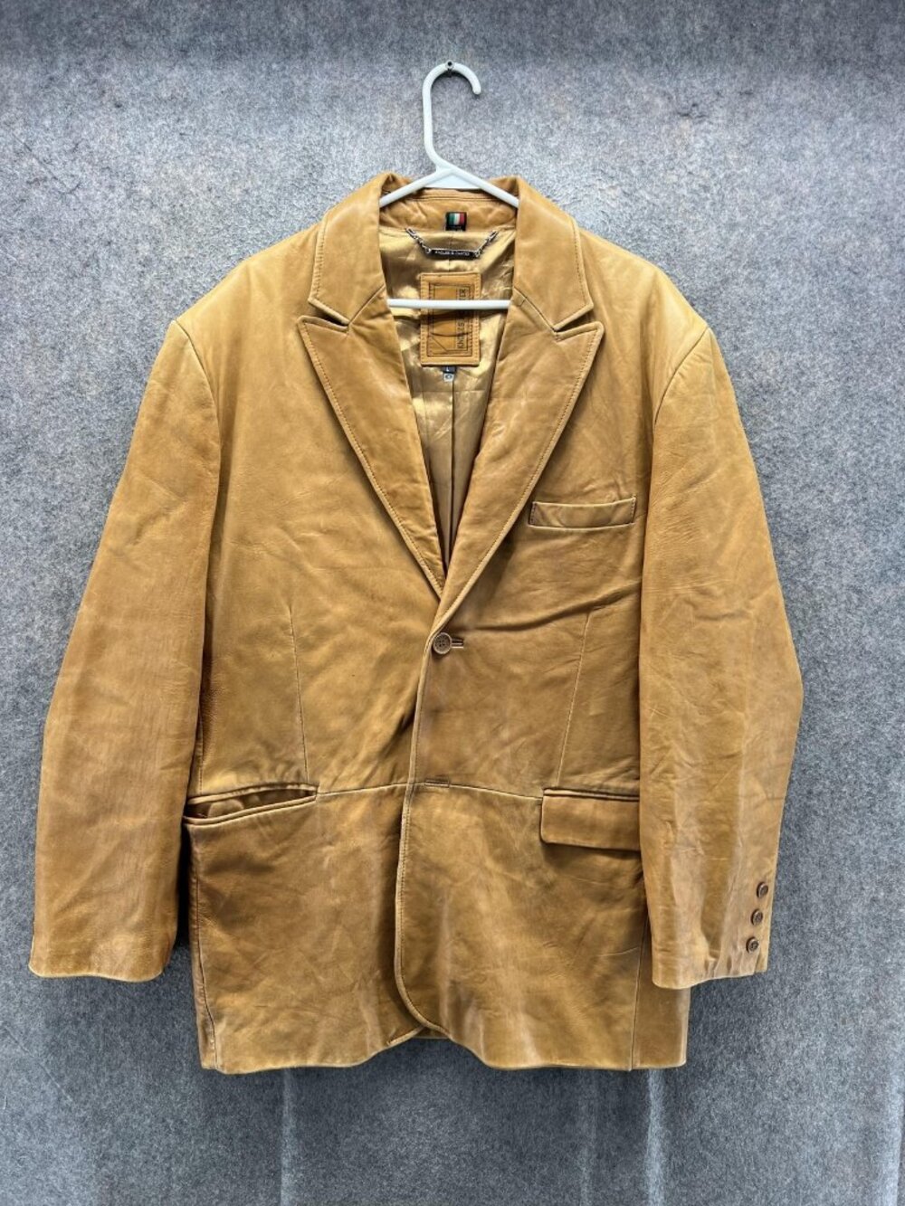 Knoles & Carter Blazer Mens Large Brown Leather Lambskin Sport Coat Jacket